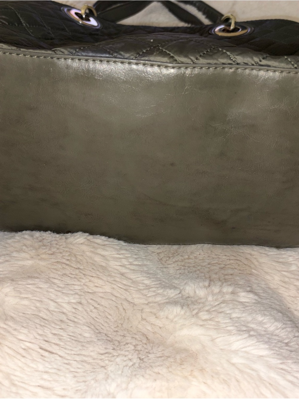 DKNY Quilted Nylon Dark Green Tote with Gold Hardware - Picture 2 of 5